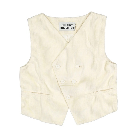 Tiny Big Sister Corduroy Vest in cream - size 12 / XL / 42 (vest only) - Picture 4 of 12